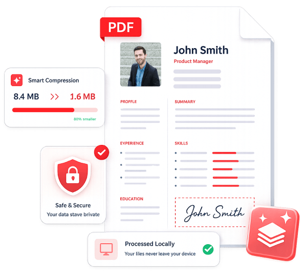 Secure local PDF compression illustration