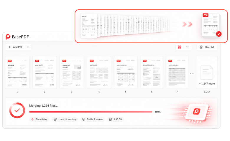Fast local merging of large PDF files