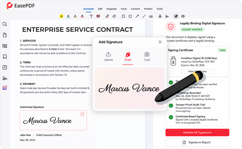 Create a legally binding digital signature