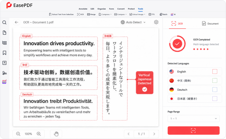 Multi-language and vertical Japanese OCR recognition