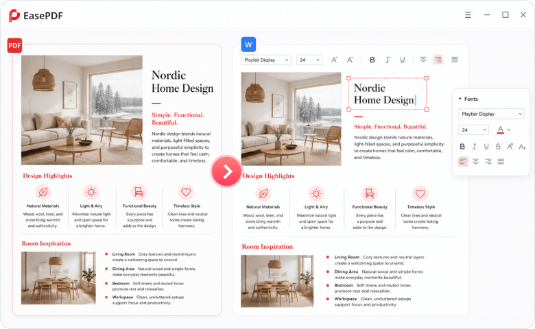 Pixel-perfect PDF to Word text restoration